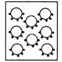 Crescent style seating has round tables with a limited number of chairs around the tables facing the speaker. Chairs are not placed with the back to the speaker.