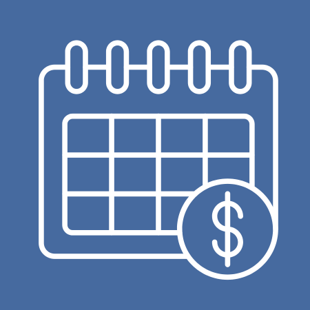 Calendar and money symbol icon