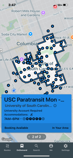 Paratransit screen shot step 1