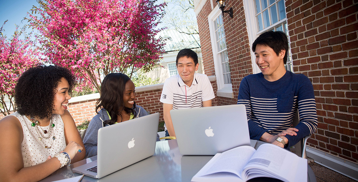 students studying at the school of journalism