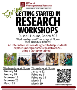 dates for spring getting started in research workshops