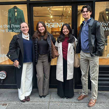 Group of USC retailing students standing outside a New York City retail storefront during industry visit