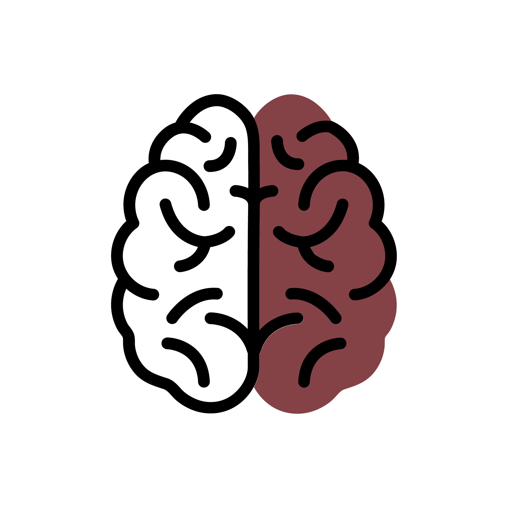drawing of a human brain with one dark side and one light side
