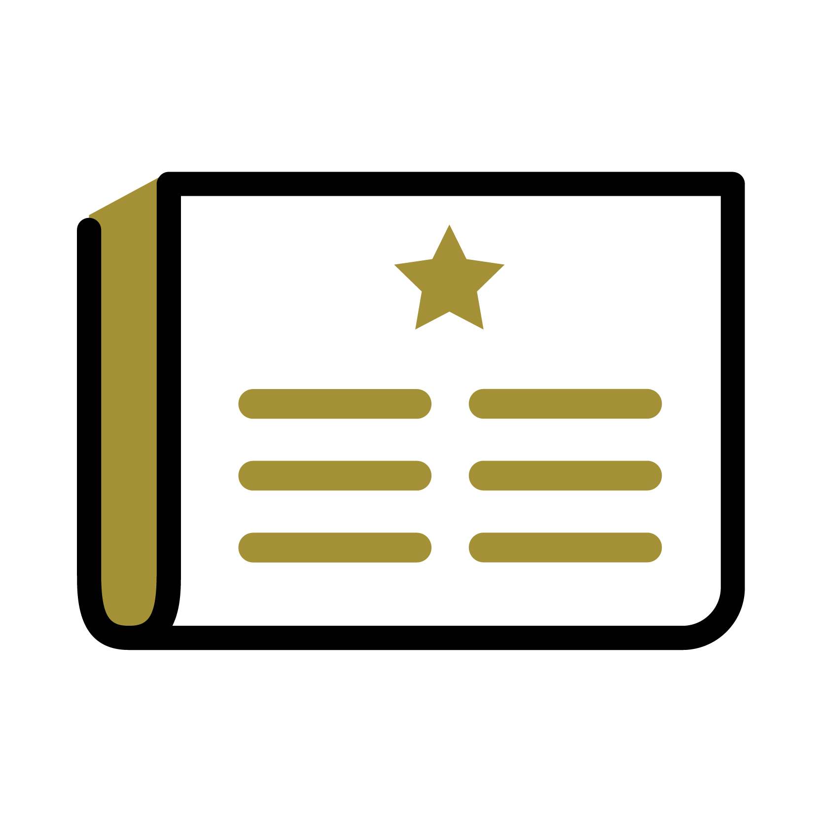 icon drawing of a newspaper with a star and lines