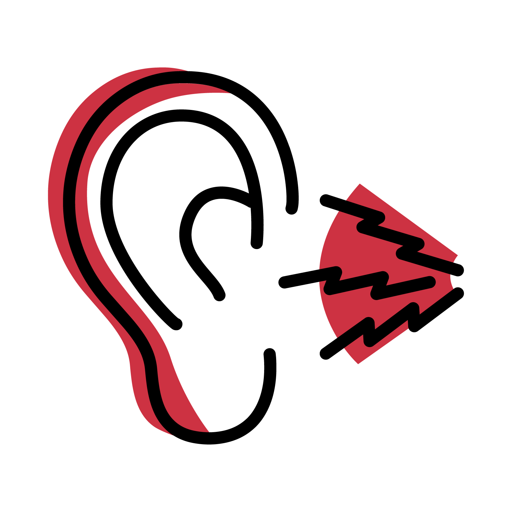 drawing of an ear receiving sound waves