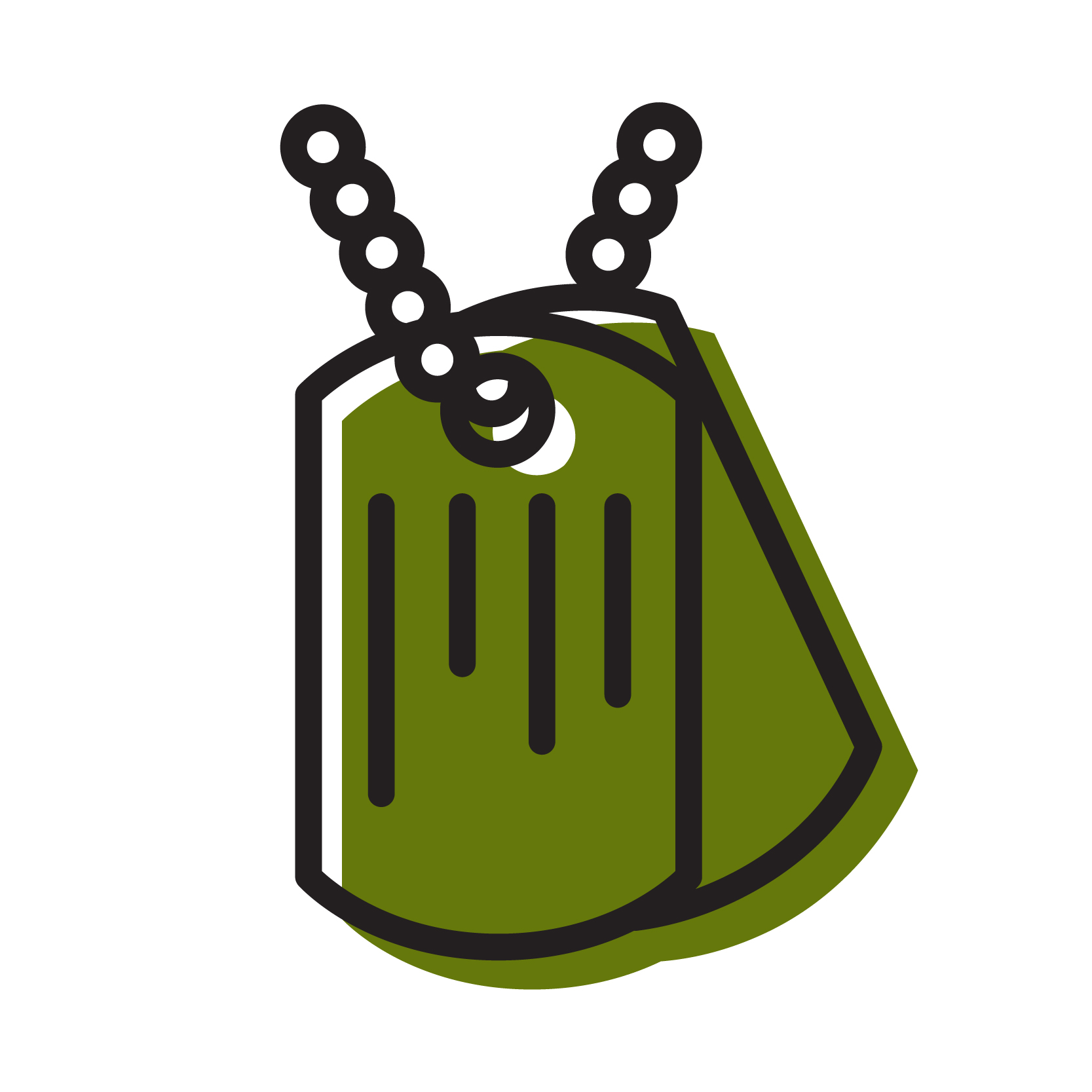 drawing of military dog tags and chain