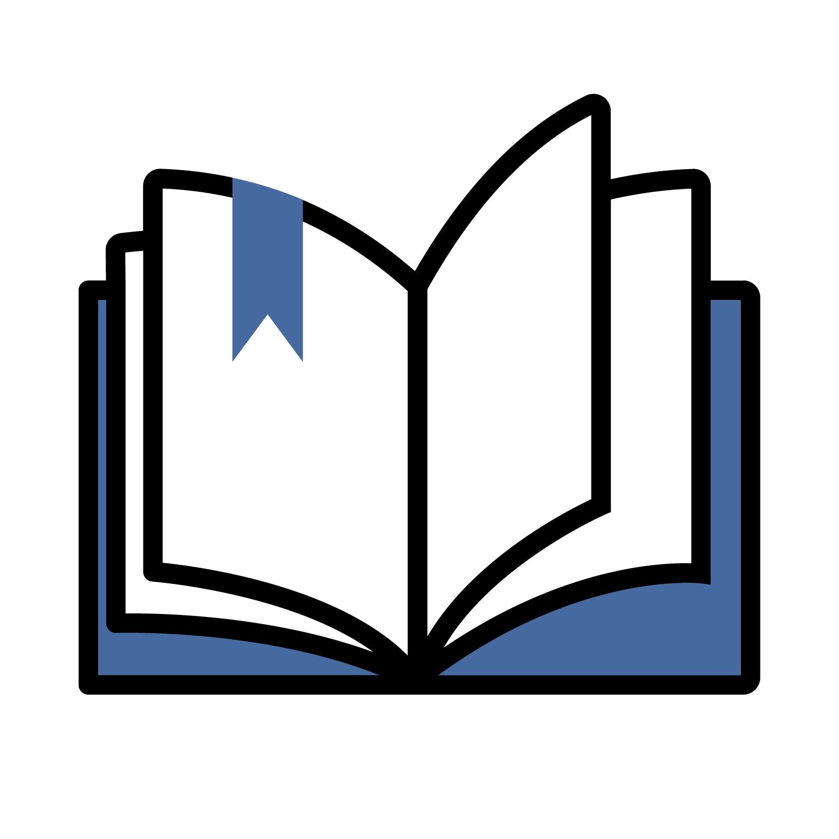 drawing of an open book with page marker